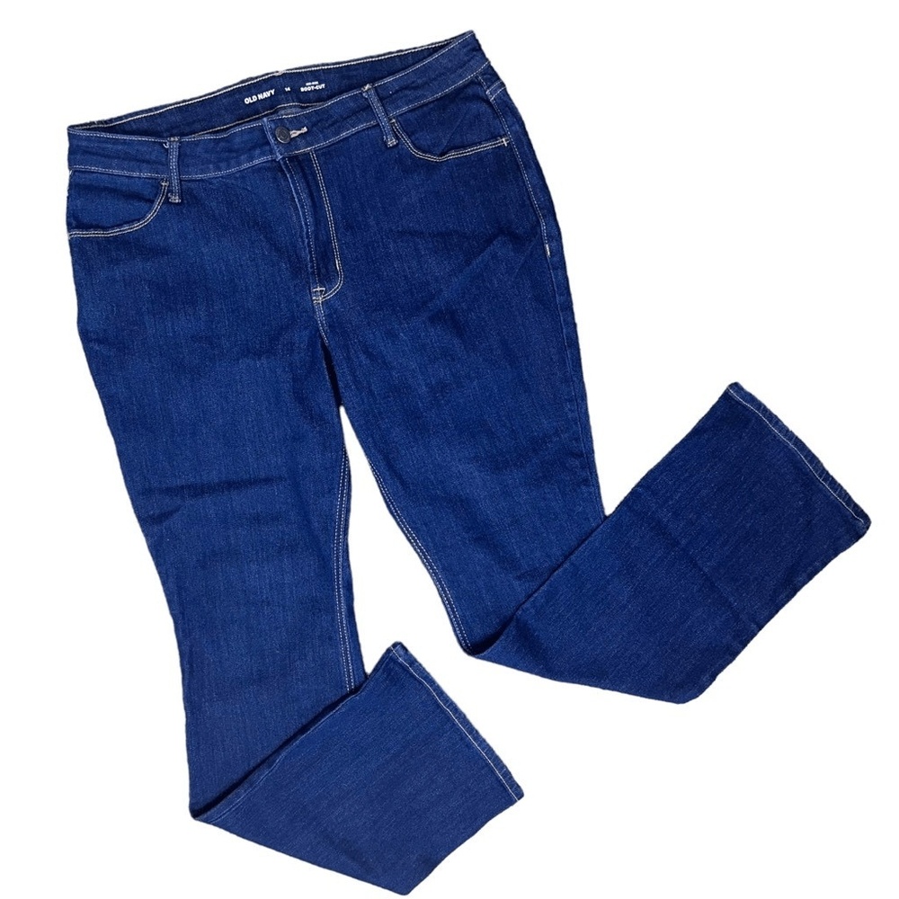 Old Navy Jeans Womens Size 14 Dark Blue Mid Rise Boot Cut Stretch Classic Denim